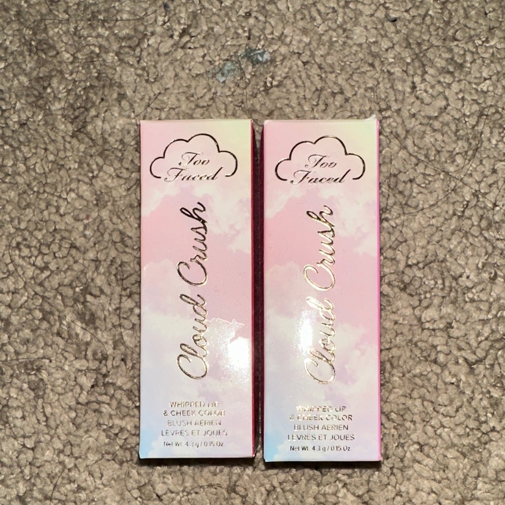TooFaced Cloud Crush Whipped Lip & Cheek Color in Super Candy Clouds & Red Velv